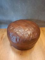 Vintage patchwork lapjes poef voetenbankje hocker, Rond, Minder dan 50 cm, Ophalen of Verzenden, Zo goed als nieuw