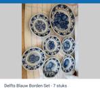Delfts Blauw Borden Set - 7 stuks, Gebruikt, Porselein of Keramiek, Schaal, Rond