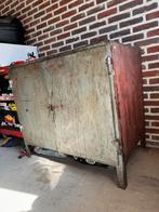 Industriele groene werkbank / vintage / staal, Doe-het-zelf en Verbouw, Werkbanken, Ophalen, Gebruikt, 70 tot 120 cm