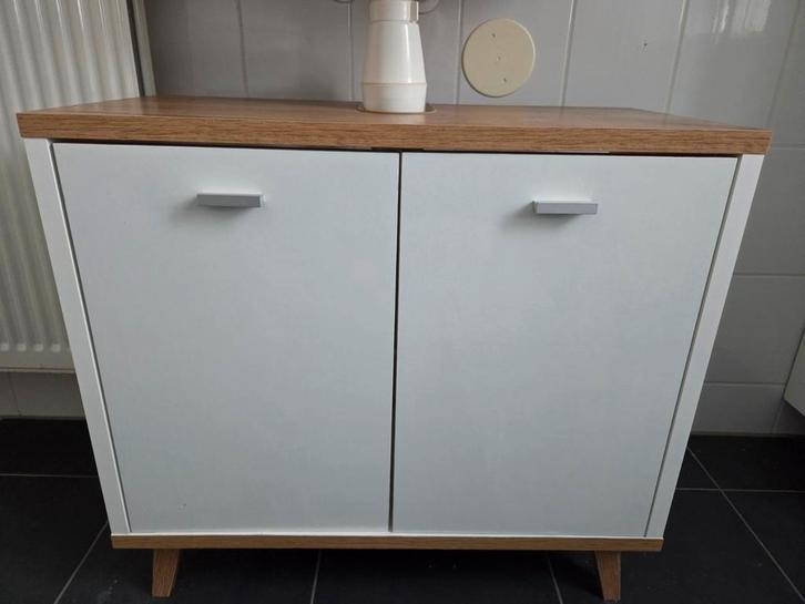 Badkamerkastje wit/hout Lidl, Huis en Inrichting, Badkamer | Badkamermeubels, Zo goed als nieuw, Wasbak of Wastafel, Minder dan 100 cm