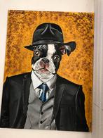 Hond in pak, geschilderd met Talens Amsterdam, Antiek en Kunst, Kunst | Schilderijen | Modern, Ophalen of Verzenden