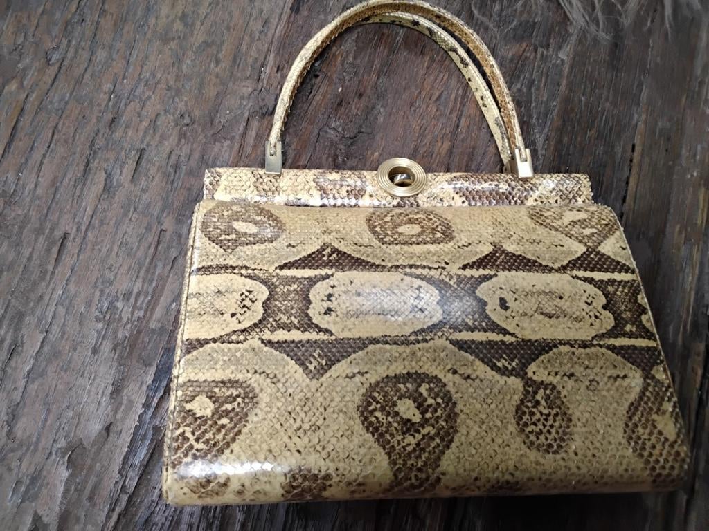 Vintage Slangenleren Handtas, Antiek en Kunst, Ophalen of Verzenden, Dames
