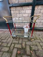 Vintage Serveerwagen Glas & Messing, Huis en Inrichting, Ophalen