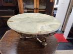 vintage salontafel met marmer blad, Huis en Inrichting, Tafels | Salontafels, 50 tot 100 cm, Minder dan 50 cm, Rond, Gebruikt