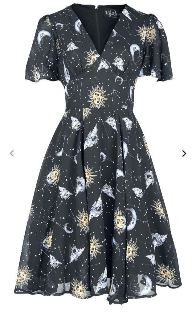 Zgan, Solaris jurk Hell Bunny maat M, valt ruim, Kleding | Dames, Jurken, Zo goed als nieuw, Maat 38/40 (M), Zwart, Boven de knie