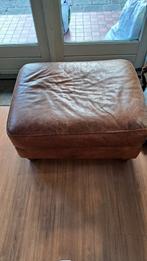 Vintage leren poef, Huis en Inrichting, Banken | Voetenbanken en Poefen, Ophalen, Gebruikt, 50 tot 75 cm, 50 tot 75 cm
