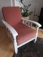 Rookstoel, vintage, wit, roze, fauteuil, Huis en Inrichting, Stoelen, Ophalen, Hout, Gebruikt, Wit