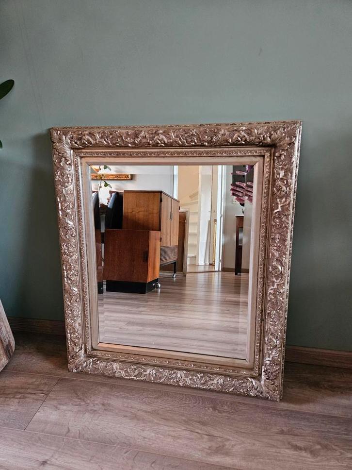 Vintage facet geslepen grote spiegel in klassieke lijst, Huis en Inrichting, Woonaccessoires | Spiegels, Gebruikt, 50 tot 75 cm