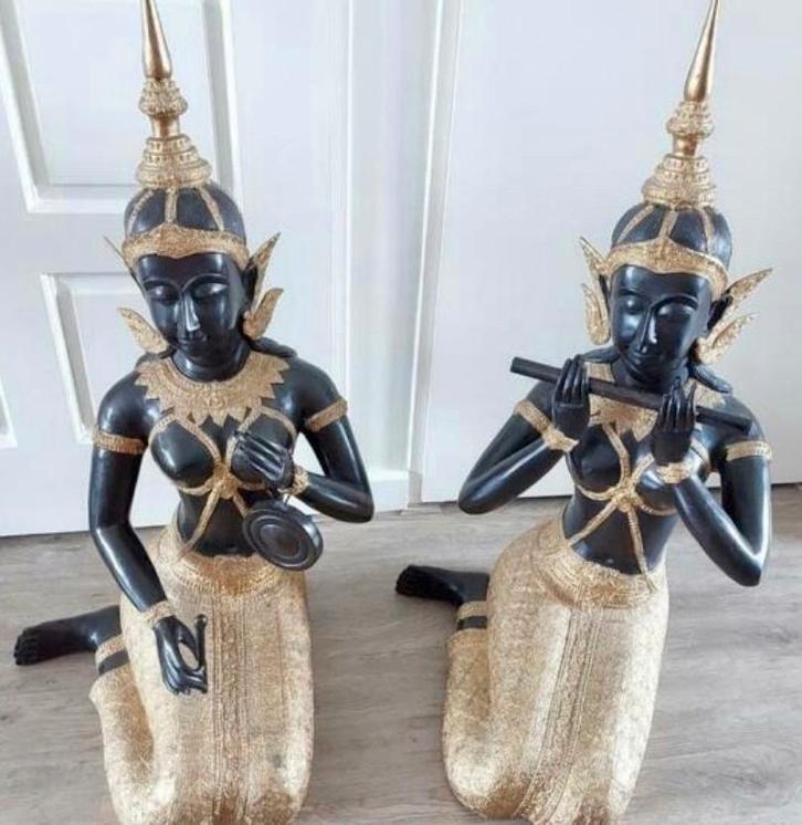 Set van 2 Exclusief Grote Brons Thewada Muzikanten beelden, Antiek en Kunst, Kunst | Beelden en Houtsnijwerken, Ophalen