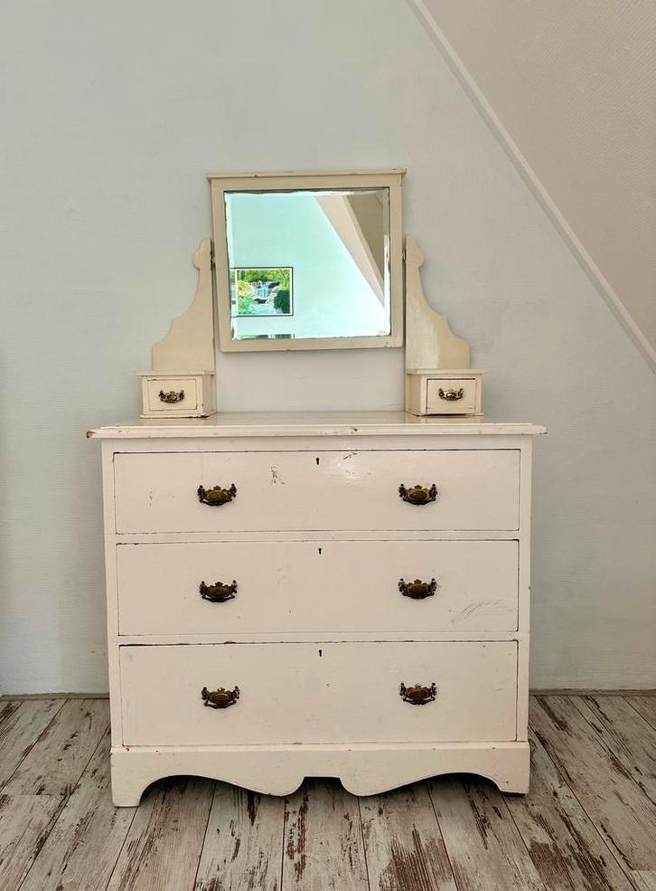 Vintage dressoir met spiegel, Huis en Inrichting, Tafels | Kaptafels, Gebruikt, Minder dan 100 cm, 50 tot 100 cm, Hout, Ophalen