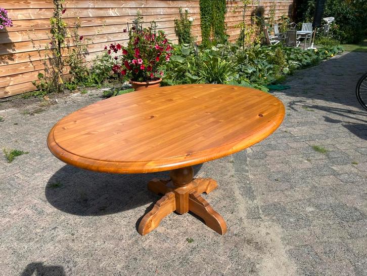 Grenen ovalen eettafel 120 cm x 160 cm, Huis en Inrichting, Tafels | Eettafels, Gebruikt, 100 tot 150 cm, 150 tot 200 cm, Vijf personen of meer