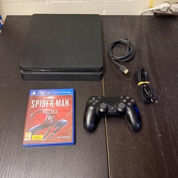 PlayStation 4 Slim Zwart 500GB met 1 Controller, Spider-Man beschikbaar voor biedingen