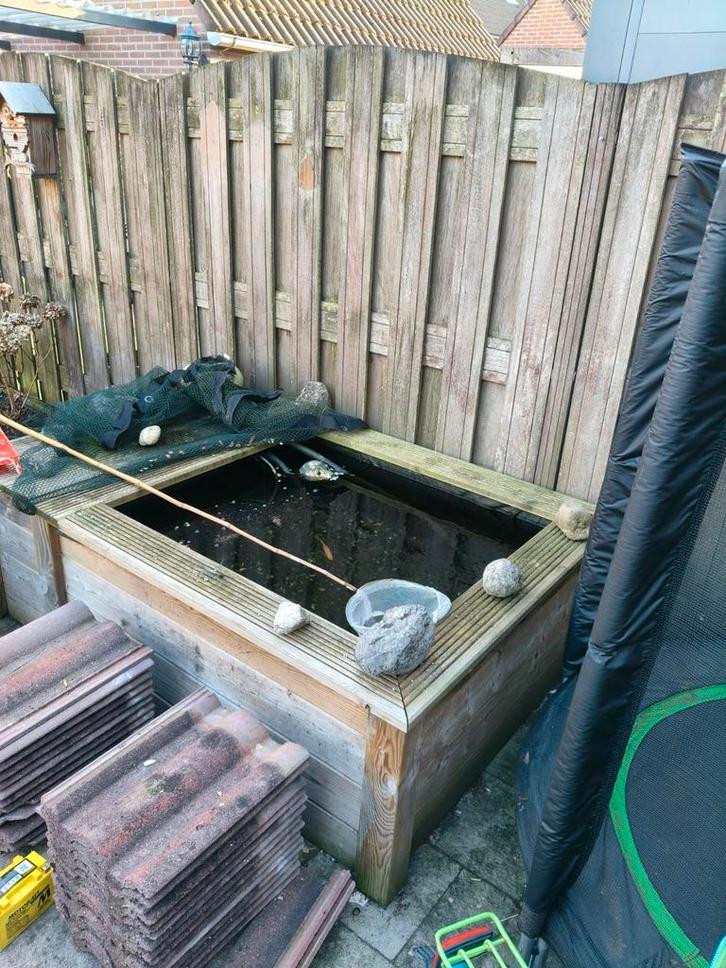 Houten terrasvijver, Tuin en Terras, Zwembaden, Gebruikt, Opzetzwembad, Minder dan 80 cm, 200 tot 400 cm, 200 tot 300 cm, Rechthoekig