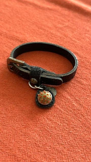 Noosa Armband Zwart Leer met Button beschikbaar voor biedingen