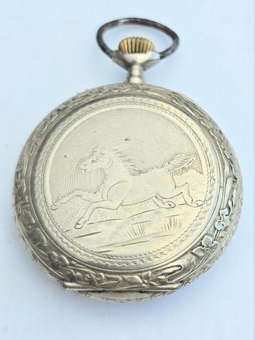 Vintage Zakhorloge gravering Paard beschikbaar voor biedingen