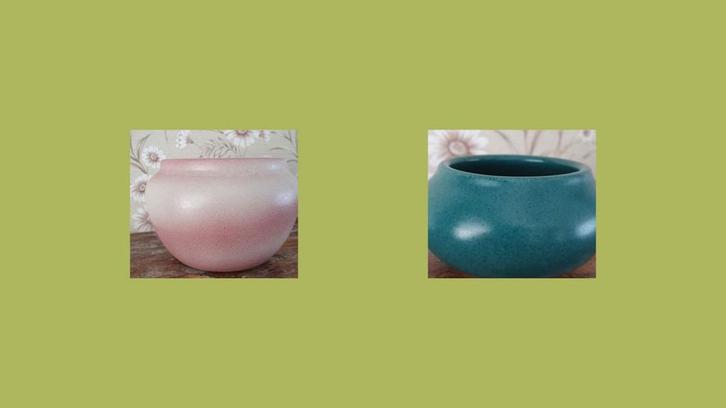 blo1414 vintage bloempot overpot bloempotten overpotten pot, Tuin en Terras, Bloempotten, Aardewerk, Minder dan 25 cm, Rond, Ophalen of Verzenden