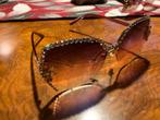 Stijlvolle zonnebril met strass steentjes, Overige merken, Zonnebril, Bruin, Ophalen of Verzenden