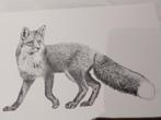 Tekening op dik papier van een vos, Ophalen of Verzenden, Nieuw, Minder dan 50 cm, Minder dan 50 cm