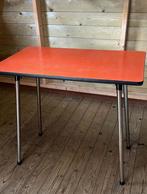 Formica oranje tafel met chroom poten, Ophalen, Huis en Inrichting