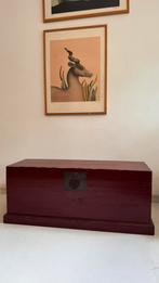 Vintage Houten Opbergkist – burgundy  rood Gelakt, Ophalen, 50 tot 100 cm, Minder dan 50 cm