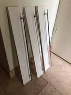3 Witte wandplankjes met RVS stang 58 cm lang, Huis en Inrichting, Kasten | Overige, Ophalen of Verzenden, Gebruikt