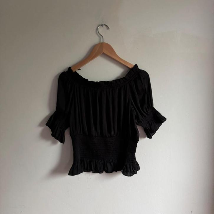 zwarte off-shoulder top maat S, Kleding | Dames, Tops, Zo goed als nieuw, Maat 36 (S), Zwart, Korte mouw, Ophalen of Verzenden