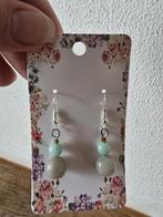 Amazoniet en burmese jade oorbellen handgemaakt, Ophalen of Verzenden, Nieuw, Overige materialen