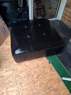 Zwarte leren hocker, Ophalen, Gebruikt, Vierkant, Leer