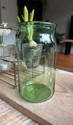 Oude franse groene vaasje van glas, Antiek en Kunst, Ophalen of Verzenden