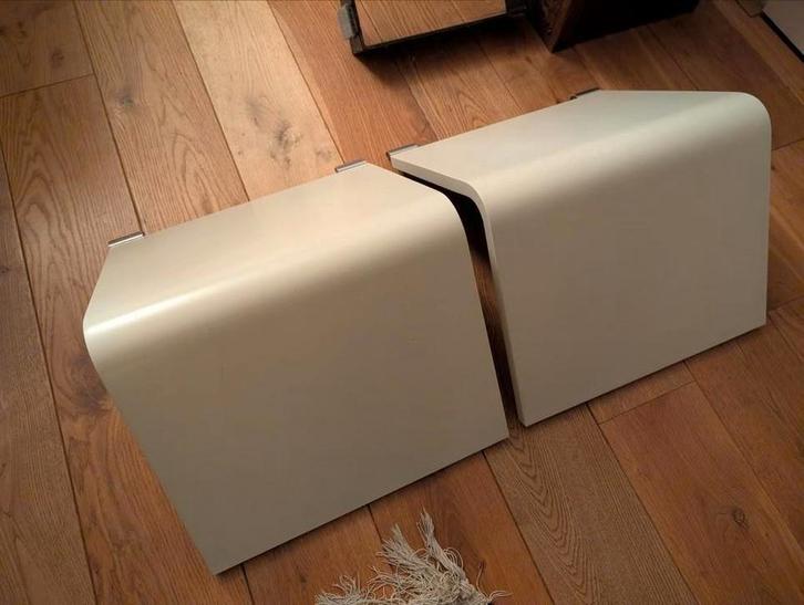 2 Auping Auronde Tafeltjes - Mat Wit - Topstaat!, Huis en Inrichting, Slaapkamer | Bedden, Zo goed als nieuw, Tweepersoons, Hout