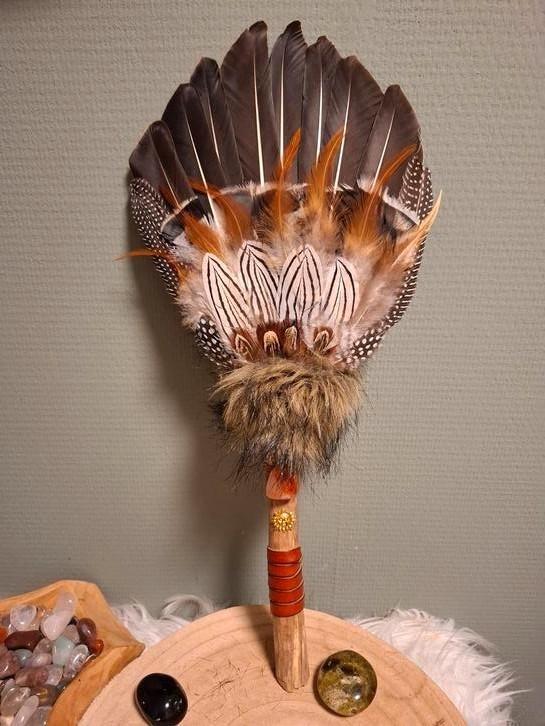 Smudge veren fan waaier sjamaan stick, Antiek en Kunst, Kunst | Niet-Westerse kunst, Ophalen of Verzenden