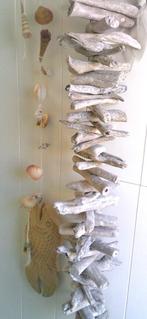 Grote houten vis met schelpen streng strandlook maritiem, Huis en Inrichting, Woonaccessoires | Overige, Ophalen of Verzenden