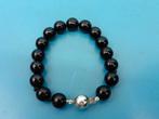 Onix armband met zilveren slot                          D137, Overige materialen, Gebruikt, ., Zwart