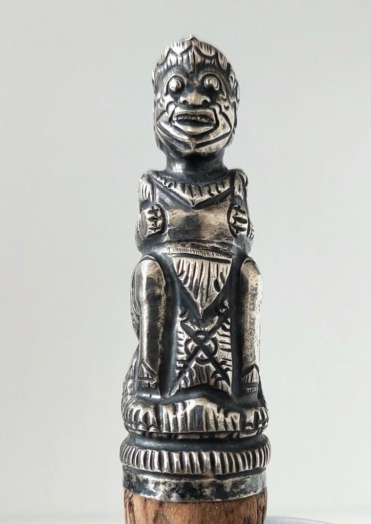 Zilveren Krisheft vermaakt tot Flessenstop Indonesië Keris, Antiek en Kunst, Curiosa en Brocante, Verzenden