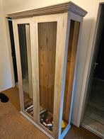 Grenen vitrinekast, Ophalen, Met deur(en), 100 tot 150 cm, Glas