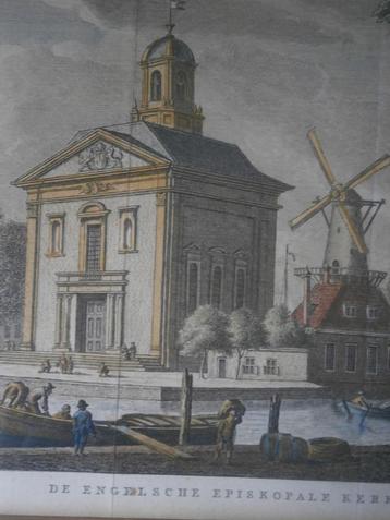 Rotterdam, Kleuren Gravure v/d Episcopale Kerk  beschikbaar voor biedingen
