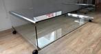 Glazen Tafel met Wielen Galotti en Radice, Huis en Inrichting, Tafels | Salontafels, Ophalen, Gebruikt, 100 tot 150 cm, 50 tot 100 cm