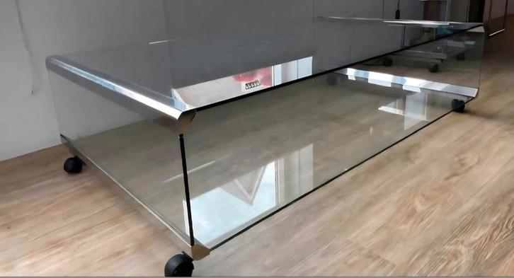 Glazen Tafel met Wielen Galotti en Radice, Huis en Inrichting, Tafels | Salontafels, Gebruikt, Minder dan 50 cm, 50 tot 100 cm