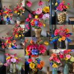 Prachtige Vrolijke Zijden Bloemen In Vaas Kunstbloemen Zijde, Huis en Inrichting, Ophalen of Verzenden, Nieuw