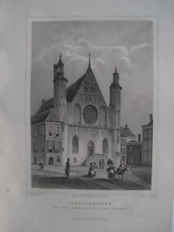 052 s,Gravenhage  Den Haag Grafelijk Slot Staalgravure 1860 beschikbaar voor biedingen