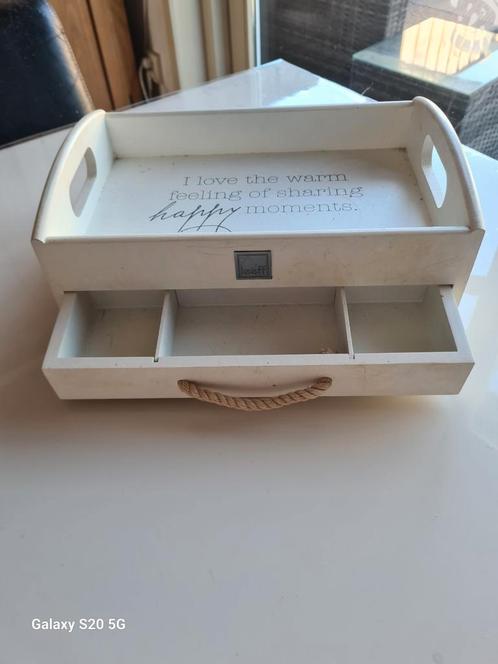 Wit houte organizer, Huis en Inrichting, Woonaccessoires | Dienbladen, Zo goed als nieuw, Hout, Ophalen