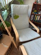 Ikea poang fauteuil + voetenbank, Ophalen, Hout, Scandinavisch, Zo goed als nieuw