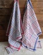 Nieuw 4 x vintage theedoek keukendoek 62 x 67 cm blauw rood, Ophalen of Verzenden, Nieuw, Overige kleuren, Theedoek of Handdoek
