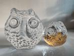 Vintage 2 Noors Magnor Uilen Glasobject Paperweight 70’s, Ophalen of Verzenden