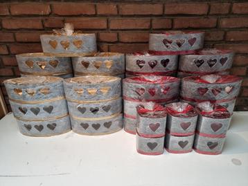 kaarsen met hart erin - wax windlichten goud & metallic rood beschikbaar voor biedingen
