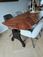 Moet weg Industriële houten eettafel gietijzeren onderstel, Huis en Inrichting, Tafels | Eettafels, Ophalen, 200 cm of meer, 50 tot 100 cm