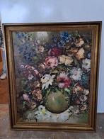 Bloemen in vaas - Olieverfschilderij, Antiek en Kunst, Kunst | Schilderijen | Klassiek, Ophalen of Verzenden