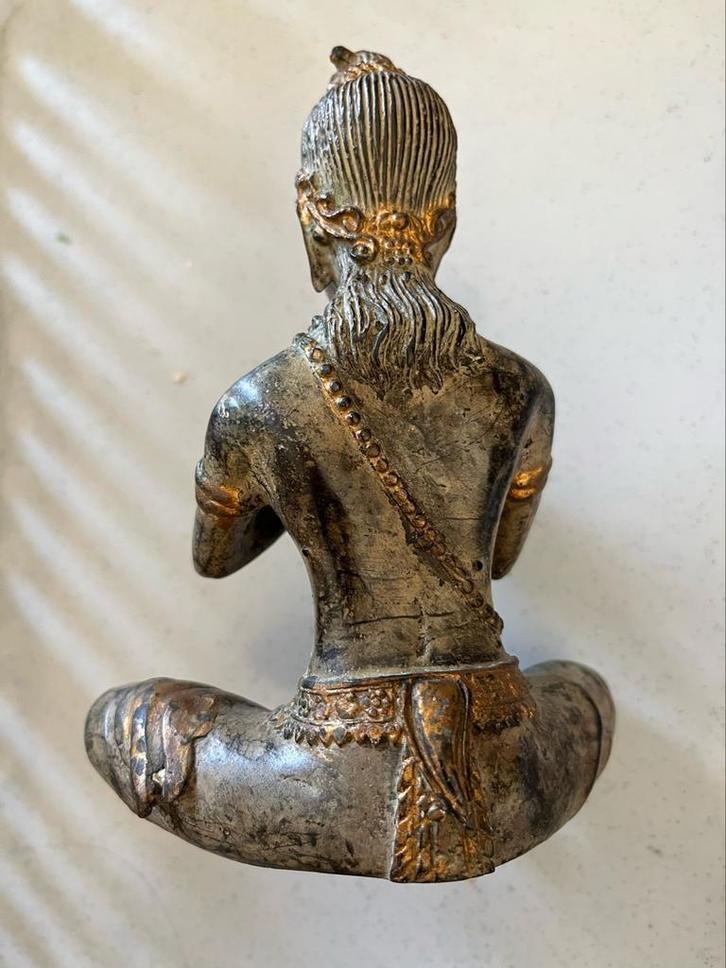 Antiek Boeddhabeeld met fluit, Antiek en Kunst, Antiek | Koper en Brons, Ophalen of Verzenden