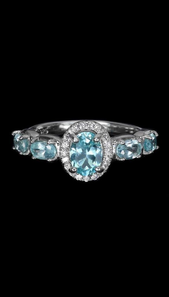 Zilveren ring maat 17.25 mm met natuurlijke apatiet, Sieraden, Tassen en Uiterlijk, Ringen, Nieuw, Dame, 17 tot 18, Zilver, Zilver
