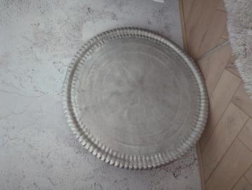 Marokkaanse metalen zilverkleurige inklap salon tafel  beschikbaar voor biedingen